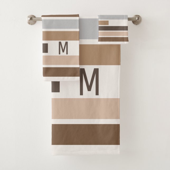 Benutzerdefiniertes geometrisches Erdtonmuster Badhandtuch Set (Insitu)