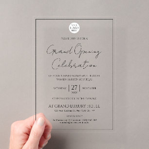 Benutzerdefiniertes Geschäftslogo Moderne Elegante Acryleinladungen