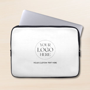 Benutzerdefiniertes Geschäftslogo und Text Schwarz Laptopschutzhülle