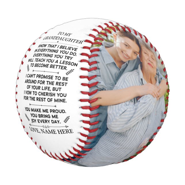 Benutzerdefiniertes Geschenk an meine Enkeltochter Baseball (Schrägansicht)