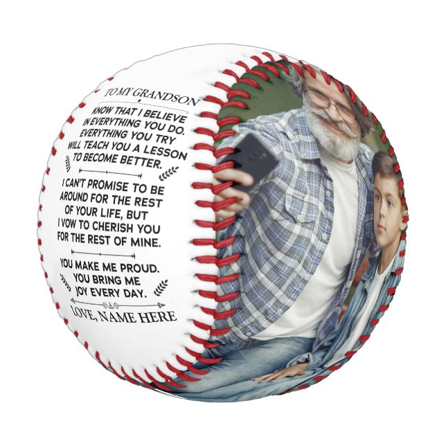 Benutzerdefiniertes Geschenk an meinen Enkel mit 2 Baseball (Schrägansicht)