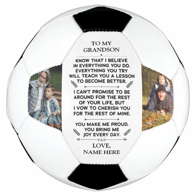 Benutzerdefiniertes Geschenk an meinen Enkel mit 2 Fußball (Vorderseite)
