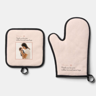 Benutzerdefiniertes Geschenk mit Herz- und Sonderb Ofenhandschuh & Topflappen-Set
