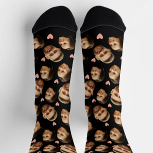 Benutzerdefiniertes Gesicht Bild Herz Lustiges Paa Socken
