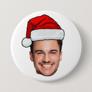 Benutzerdefiniertes Gesicht Foto Weihnachtsmann Hu Button