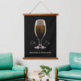 Benutzerdefiniertes Glas Bier Wandteppich Mit Holzrahmen
