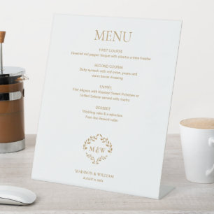 Benutzerdefiniertes Gold-Hochzeitmenü-Signierung m Sockelschild