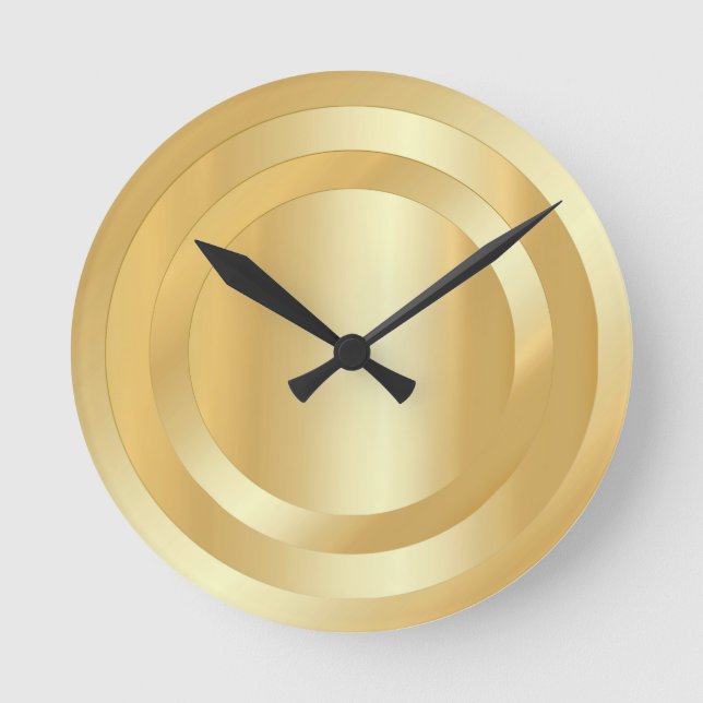 Benutzerdefiniertes Gold Look Glamour Trendy Elega Runde Wanduhr (Vorderseite)