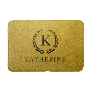 Benutzerdefiniertes Goldenes Schwarz und Gold Glit Badematte