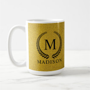 Benutzerdefiniertes Goldenes Schwarz und Gold Glit Kaffeetasse
