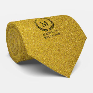 Benutzerdefiniertes Goldenes Schwarz und Gold Glit Krawatte