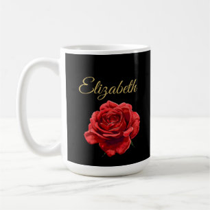 Benutzerdefiniertes Goldenes Skript Elegante Rote Kaffeetasse