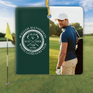 Benutzerdefiniertes Golf-Loch-in-Eins-Foto Golfer Keramikornament