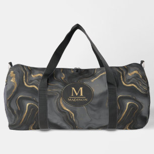 Benutzerdefiniertes Grau Schwarz und Gold Glitter Duffle Bag