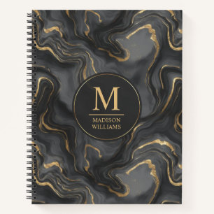 Benutzerdefiniertes Grau Schwarz und Gold Glitter Notizbuch