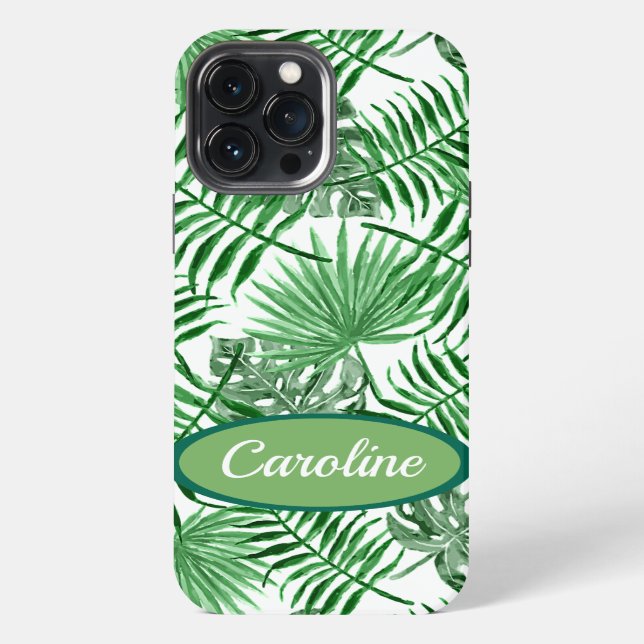 Benutzerdefiniertes grünes Palmwedel tropisches So iPhone Hülle (Rückseite)