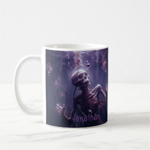 Benutzerdefiniertes Gruseliges Skelett Horror Lila Kaffeetasse