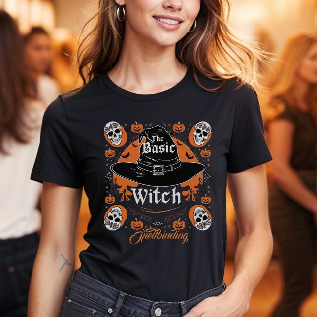Benutzerdefiniertes Halloween-Party Hexenhut Retro T-Shirt (Von Creator hochgeladen)