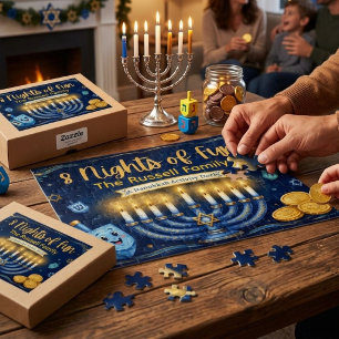 Benutzerdefiniertes Hanukkah-Familienspiel Nacht-J