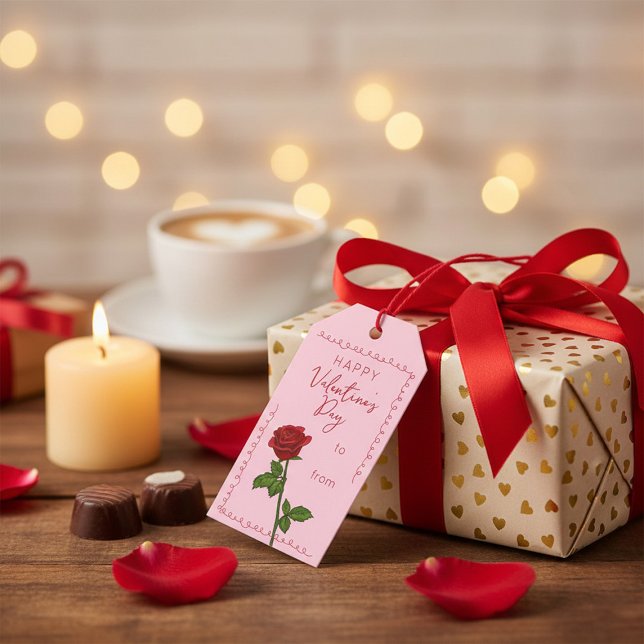 Benutzerdefiniertes Happy Valentinstag-Rosengesche Geschenkanhänger (Von Creator hochgeladen)