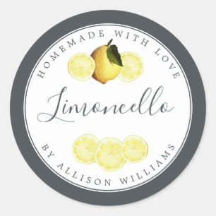 Benutzerdefiniertes hausgemachtes Limoncello-Etike Runder Aufkleber