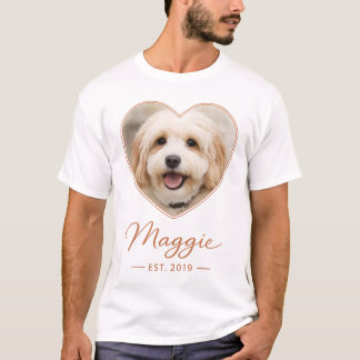 Benutzerdefiniertes Haustier-Foto-Herzrahmen-Name- T-Shirt