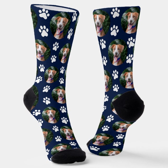 Benutzerdefiniertes Haustier-Foto-Pfotenabdruck-Mu Socken (Gewinkelt)