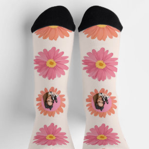 Benutzerdefiniertes Haustierfoto hochladen Florale Socken
