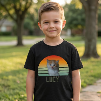 Benutzerdefiniertes Haustierfoto mit Namen Katzen- T-Shirt