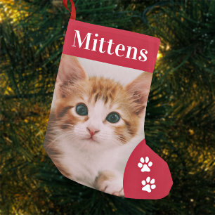 Benutzerdefiniertes Haustierkatzenfoto-Fest indivi Kleiner Weihnachtsstrumpf