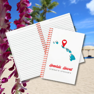 Benutzerdefiniertes Hawaii-Karten-Notizbuch Herz Notizbuch