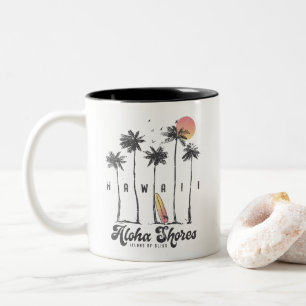 Benutzerdefiniertes Hawaii-Strand-Surfer-Sommerurl Zweifarbige Tasse