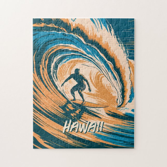 Benutzerdefiniertes Hawaii Surfen Retro Vintag Wav (Vertikal)