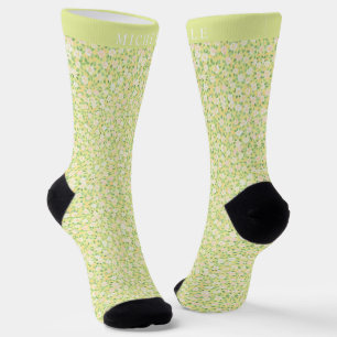 Benutzerdefiniertes Helles Zitronengelb Florales G Socken