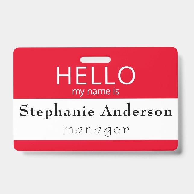 Benutzerdefiniertes HELLO Mein Name ist Abzeichen Ausweis (Vorderseite)