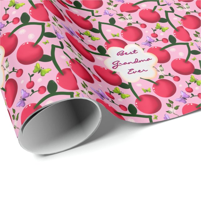 Benutzerdefiniertes hellrosa Blumen-Kirsch-Muster- Geschenkpapier (Rolleneckpunkt)