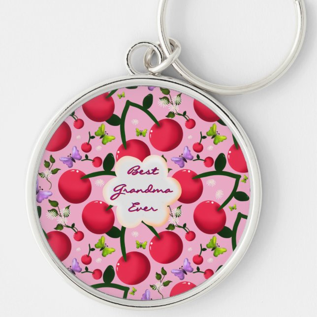 Benutzerdefiniertes hellrosa Blumen-Kirsch-Muster- Schlüsselanhänger (Vorne)