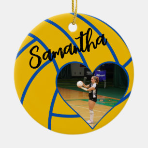 Benutzerdefiniertes Herzfoto Senior Volleyballspie Keramik Ornament