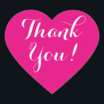 Benutzerdefiniertes Hintergrundherz dank der Aufkl Herz-Aufkleber<br><div class="desc">Eigene Farbe Hintergrund Herzlichen Dank für die Aufkleber für Hochzeit,  Brautparty,  Verlobung,  Geburtstag,  Geburtstag,  Babydusche etc. Herzform Aufkleber mit Danksagung. Korallenrosa oder benutzerdefinierte Hintergrundfarbe. Eleganter Skripttext. Perfekte Umschlag Aufkleber / Dialer oder Hochzeitsfeier Gunst-Label für Dankeschön an Gäste. Neonrosa hat das Herz der Liebe.</div>