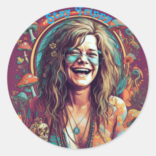 Benutzerdefiniertes Hippie Boho Bleibe Trippy-Vibe Runder Aufkleber