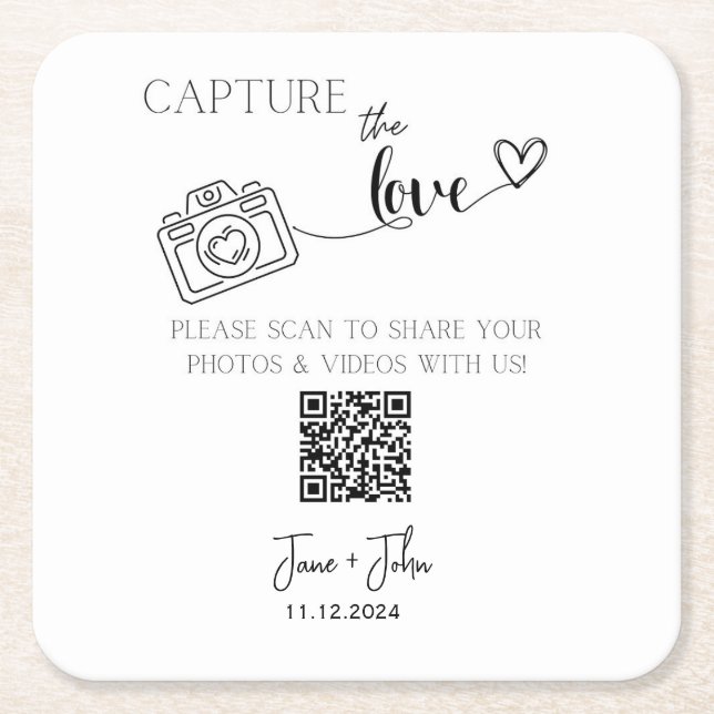 Benutzerdefiniertes Hochzeiten Foto QR Code-Zeiche Rechteckiger Pappuntersetzer (Vorderseite)