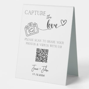 Benutzerdefiniertes Hochzeiten Foto QR Code-Zeiche Tischaufsteller