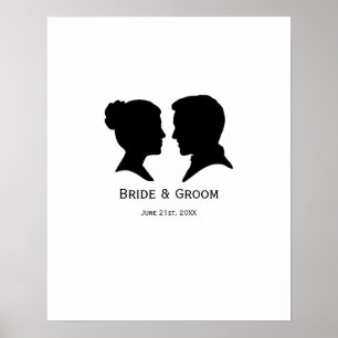 Benutzerdefiniertes Hochzeits-Silhouette-Autogramm Poster