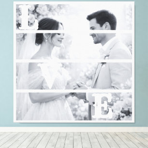 Benutzerdefiniertes Hochzeitsfoto "LIEBE" Leinwanddruck