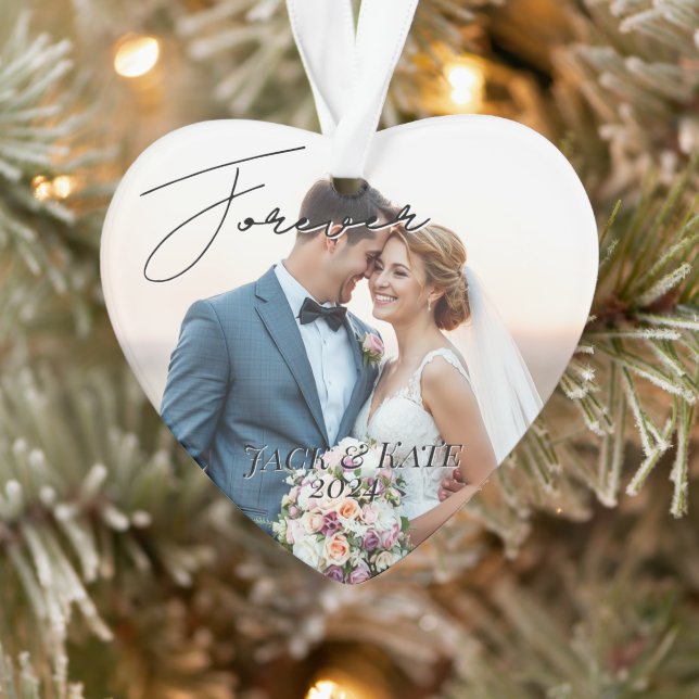 Benutzerdefiniertes Hochzeitspeicher-Foto Ornament (Baum)