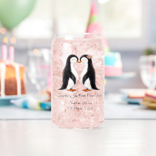 Benutzerdefiniertes Hochzeitspinguin-Paar Dosenglas