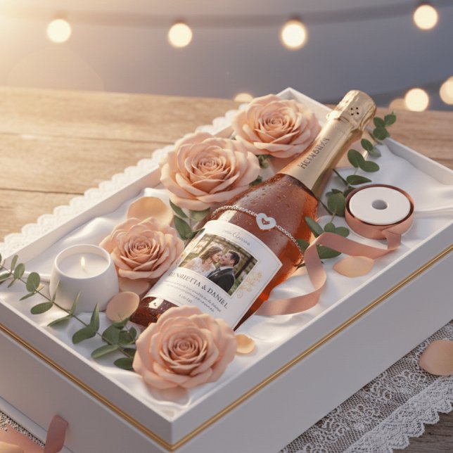 Benutzerdefiniertes Hochzeitsweinetikett mit Foto  (Von Creator hochgeladen)