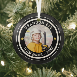 Benutzerdefiniertes Hockey Player Nummer Foto Ihre Ornament Aus Glas