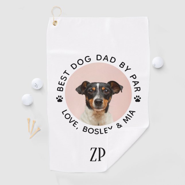 Benutzerdefiniertes Hund Foto Bester Vater nach Pa Golfhandtuch (Insitu)