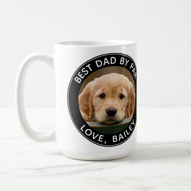 Benutzerdefiniertes Hund Foto Bester Vater nach Pa Kaffeetasse (Links)
